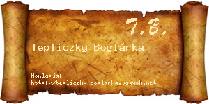 Tepliczky Boglárka névjegykártya